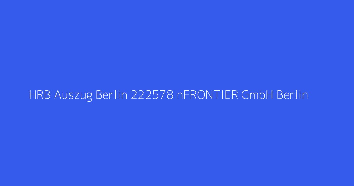 HRB Auszug Berlin 222578 nFRONTIER GmbH Berlin